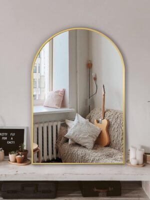 Arched Wall Mirror for Bathroom,Mirrors for Wall,24''x36'',Vanity Mirror for Bedroom Dresser, Entryway, Living Room, Metal Frame (36''x24'',Gold)
