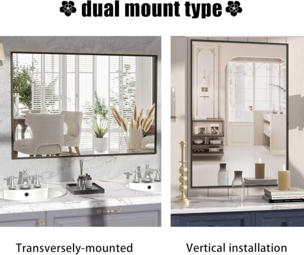 Black Vanity Mirror, 26×38 Black Mirror for Bathroom,Large Bathroom Mirror,Square Mirror (Black)