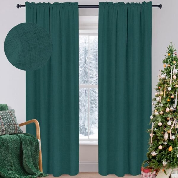 100% Blackout Shield Linen Blackout Curtains 84 Inches Long 2 Panels Set, Blackout Curtains for Bedroom, Thermal Insulated Rod Pocket Window Curtains & Drapes Living Room, 50W X 84L, Beige