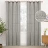 Natural Linen Curtains 63 Inch Length 2 Panels Bronze Grommet Linen Textured Short Window Drapes Light Filtering for Living Room Bedroom, 52 X 63 Inch