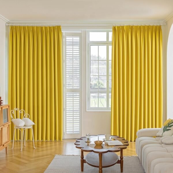 Pure White Pinch Pleat Curtain 52" W x 63" L Solid Thermal Insulated 50% Blackout Patio Door Curtain Panel Drape for Traverse Rod and Track with Tieback, (One Panel)