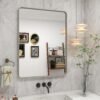 20x30 Silver Bathroom Mirror, Silver Wall Mirror for Vanity, Brushed Metal Framed Rectangle Mirror, Anti-Rust, Brushed Nickel,Shatterproof, Round Corners(Horizontally/Vertically)