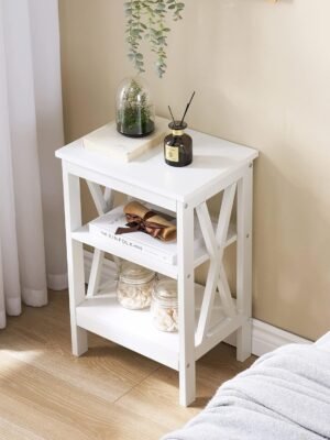 Modern Nightstands Side End Table Night Stand with Storage Shelf for Bedroom,Living Room, Set of 1, White(one)