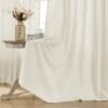 Linen Curtains 2 Panel Set,Light Filtering, Ivory on Linen Curtains 96 Inch Curtains for Living Room, Cream Drapes 96 Inches Long Rod Pocket Back Tab Curtains (96" L x 52" W)