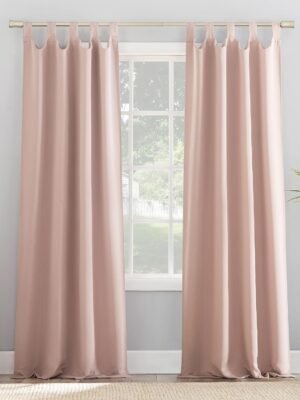 Energy Saving Blackout Tab Top Curtain Panel, 40" x 84", Blush Pink