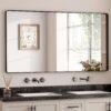 81O9m0AXbBL._AC_SL1500.jpg Black Metal Framed Bathroom Mirrors for Wall, 20 x 30 Inch Rounded Rectangle Bathroom Vanity Mirror, Matte Black Farmhouse Mirror with Seamless Frame, HD Tempered Glass(Horizontal/Vertical)