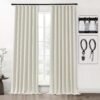 Blackout Curtains 96 Inches Long 2 Panel Set for Living Room,Black Out Room Darkening Thermal Pleated Back Tab Hooks Rings Pleat 8 FT Track Ceiling to Floor Length Curtains for Bedroom Window,Cream
