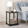 Simplistic Set of 2 End Table, Espresso/Black