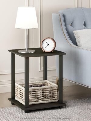Simplistic Set of 2 End Table, Espresso/Black