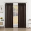 Pure White Pinch Pleat Curtain 52" W x 63" L Solid Thermal Insulated 50% Blackout Patio Door Curtain Panel Drape for Traverse Rod and Track with Tieback, (One Panel)
