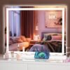 Vanity Mirror with Lights, 10"×12" LED Makeup Mirror, Lighted Makeup Mirror with Lights, Smart Touch Control Dimmable 3 Modes Light 360°Rotation White