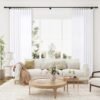 Pure White Linen Curtains 90 Inch Length for Living Room Bedroom 2 Panels Set Rod Pocket Light Filtering Semi Sheer Window Curtains 52 Inch Width Boho Farmhouse Linen Drapes, W52xL90