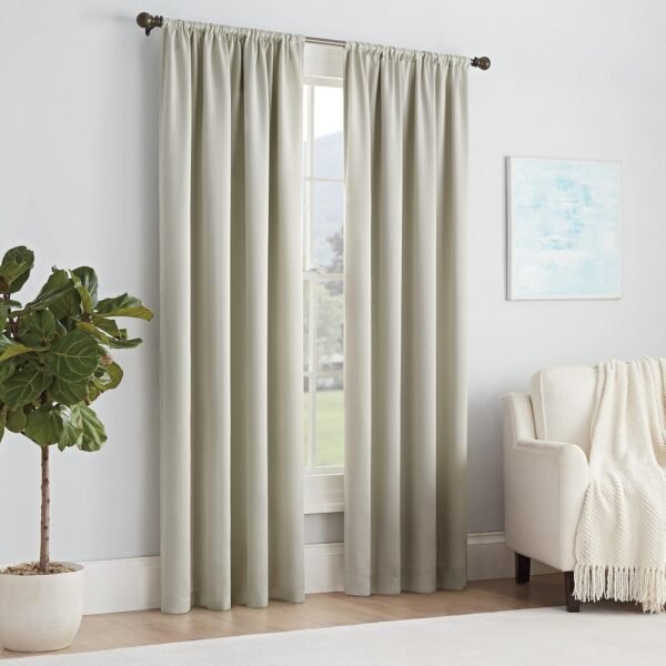 Modern Room Darkening Rod Pocket Window Curtain for Bedroom (1 Panel), 54 in x 54 in, Grey
