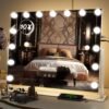Vanity Mirror with Lights - 15"x12.6" LED Lighted Makeup Mirror, Large Makeup Mirror with Lights, Touch Screen with 3-Color Lighting, Dimmable, for Vanity Desk Tabletop, Bedroom