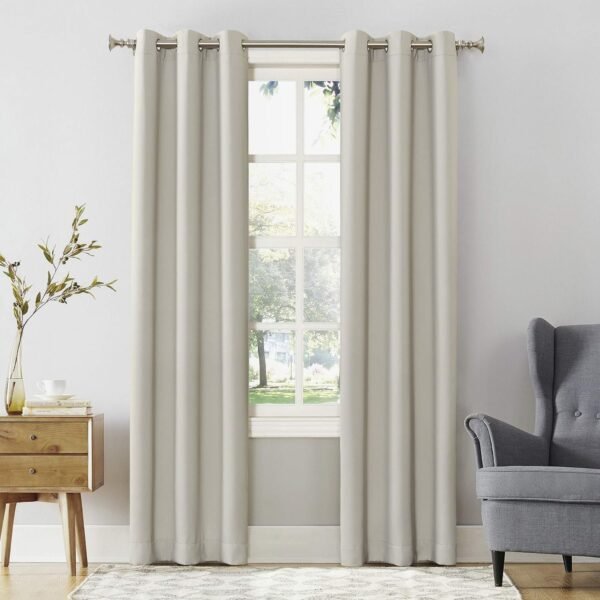 Energy Saving Blackout Grommet Curtain Panel, 40" x 84", Dove White 2 Count (Pack of 1)