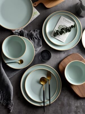 Melamine Dinnerware Sets, Plates and Bowls Sets 12 Pcs, Melamine Plates, Dish Set for 4, Unbreakable Dinnerware Set for Party, BPA Free, Suitable Indoors and Outdoors (Mint Green)