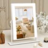 Lighted Makeup Mirror with Light, 9"x11" Vanity Mirror with Lights, Portable Tabletop Cosmetic Make Up Mirror, Smart Touch Control, Dual Power Supply, 360°Rotation
