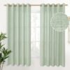 Natural Linen Curtains 63 Inch Length 2 Panels Bronze Grommet Linen Textured Short Window Drapes Light Filtering for Living Room Bedroom, 52 X 63 Inch