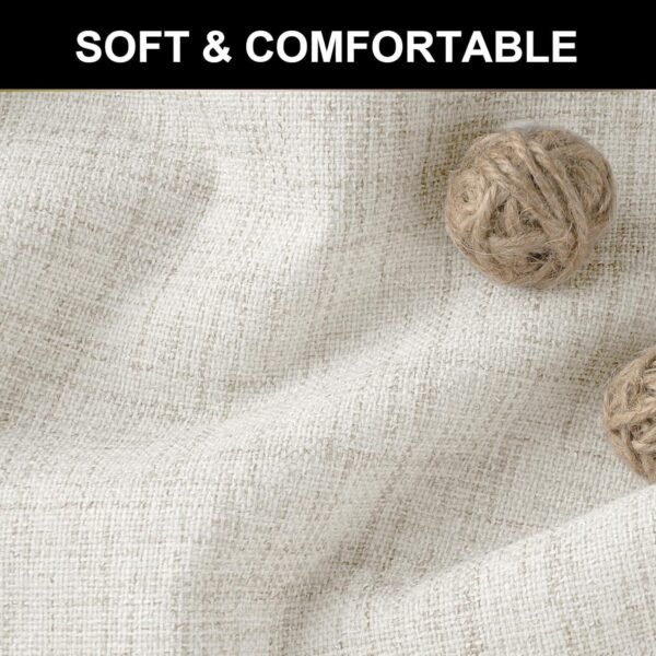 100% Blackout Shield Linen Blackout Curtains 84 Inches Long 2 Panels Set, Blackout Curtains for Bedroom, Thermal Insulated Rod Pocket Window Curtains & Drapes Living Room, 50W X 84L, Beige