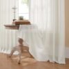 Linen Curtains for Living Room,Semi-Sheer Curtains 108 Inches Long,Living Room Curtains 2 Panel Sets,White Curtains Pinch Pleated Curtains & Drapes(W52 x L108 Inch, Off-White)