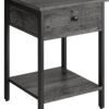 Bedside Table with Drawer, Side Table, End Table, for Bedroom, Office, Industrial, Camel Brown and Black ULET055B50