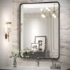 Black Bathroom Mirror for Wall, 20 x 28 Inch Rectangluar Black Metal Framed Mirror, Modern Wall Mounted Vanity Mirror for Bathroom, Vertical or Horizontal