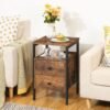 Nightstand, Bedside Table with 2 Drawers and Storage Shelves, Side End Table, Sofa Table for Living Room, Bedroom, Accent Furniture, Easy Assembly, Rustic Brown and Black BF43BZ01G2