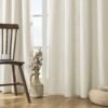 Linen Curtains 2 Panel Set,Light Filtering, Ivory on Linen Curtains 96 Inch Curtains for Living Room, Cream Drapes 96 Inches Long Rod Pocket Back Tab Curtains (96" L x 52" W)