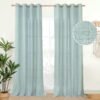 Natural Linen Curtains 63 Inch Length 2 Panels Bronze Grommet Linen Textured Short Window Drapes Light Filtering for Living Room Bedroom, 52 X 63 Inch