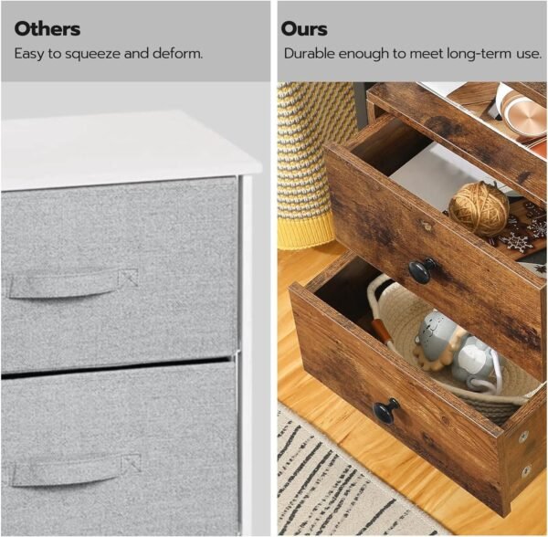 Nightstand, Bedside Table with 2 Drawers and Storage Shelves, Side End Table, Sofa Table for Living Room, Bedroom, Accent Furniture, Easy Assembly, Rustic Brown and Black BF43BZ01G2