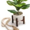 Artificial Plant for Desk Decor | 15.5" Fake Plant with Stand | Faux Plant Indoor | Desktop Plant | Fiddle Leaf Faux Plant for Tabletop | Small Artificial Plant Indoor