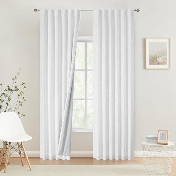 Chambray Blue Full Blackout Curtains 84 inch for Bedroom Living Room Darkening Soundproof Window Panels Thermal Insulated Rod Pocket Back Tab Grayish Blue Drapes 2 Panels 50" Wx84 L