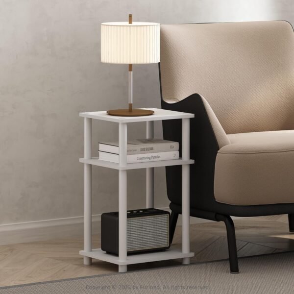 End Table, 1-Pack, 13.4 x 11.5 in, White/White