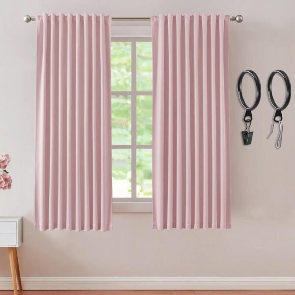 Blackout Curtains 96 Inches Long 2 Panel Set for Living Room,Black Out Room Darkening Thermal Pleated Back Tab Hooks Rings Pleat 8 FT Track Ceiling to Floor Length Curtains for Bedroom Window,Cream