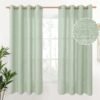 Natural Linen Curtains 63 Inch Length 2 Panels Bronze Grommet Linen Textured Short Window Drapes Light Filtering for Living Room Bedroom, 52 X 63 Inch