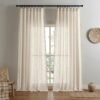 Linen Curtains for Living Room,Semi-Sheer Curtains 90 Inches Long,Living Room Curtains 2 Panel Sets,Cream Curtains Pinch Pleated Curtains & Drapes(W52 x L90 Inch, Linen)
