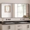 81d6H0OWeFL._AC_SL1500.jpg Black Metal Framed Bathroom Mirrors for Wall, 20 x 30 Inch Rounded Rectangle Bathroom Vanity Mirror, Matte Black Farmhouse Mirror with Seamless Frame, HD Tempered Glass(Horizontal/Vertical)