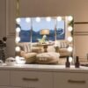 Hollywood Vanity Mirror with Lights, Vanity Makeup Mirror with 9 LED Bulbs, 3 Color Lighting Modes, U-Shaped Bracket, Smart Touch Control