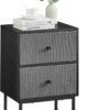 Nightstand, Bedside Table Small Dresser with Removable Fabric Drawers, End Table Side Table, Bedroom Furniture, Night Stand for Bedroom, Office, Cloud White and Dove Gray
