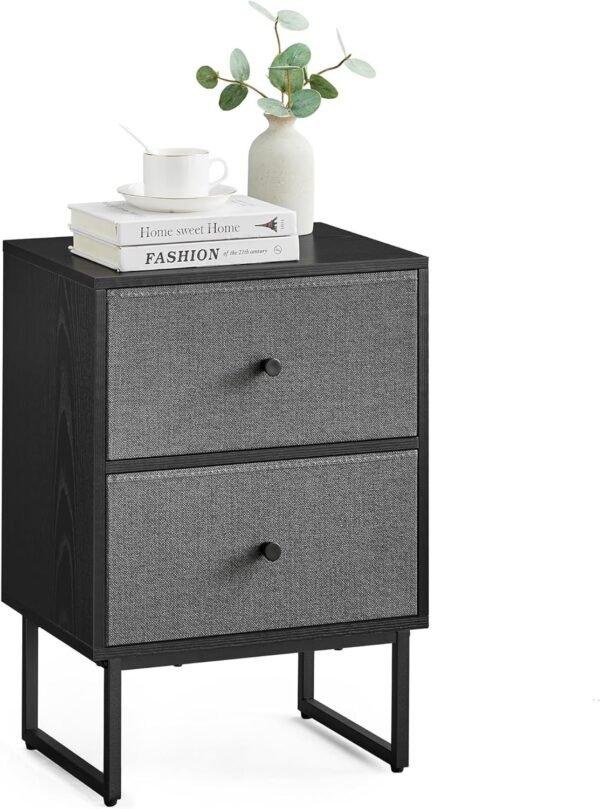 Nightstand, Bedside Table Small Dresser with Removable Fabric Drawers, End Table Side Table, Bedroom Furniture, Night Stand for Bedroom, Office, Cloud White and Dove Gray