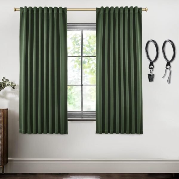 Blackout Curtains 96 Inches Long 2 Panel Set for Living Room,Black Out Room Darkening Thermal Pleated Back Tab Hooks Rings Pleat 8 FT Track Ceiling to Floor Length Curtains for Bedroom Window,Cream