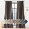 Faux Linen Curtains 90 inches Long for Doorway, Pinch Pleated Thick Room Darkening Window Treatments Noise Reducing Privacy for Living Room/Bedroom, Natural, W34 x L90, 2 Panels