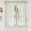 White Linen Sheer Curtains 96 Inch Length for Extra Wide Windows 84 Inch Width 2 Panel Back Tab Pocket Light Filter Semi Sheer Long Skinny Curtains for Living Room Rustic Farmhouse 8 FT Wide 84 x 96