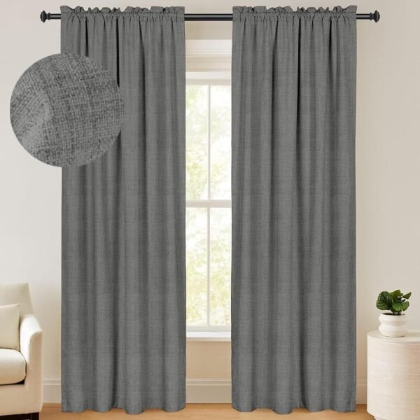 100% Blackout Shield Linen Blackout Curtains 84 Inches Long 2 Panels Set, Blackout Curtains for Bedroom, Thermal Insulated Rod Pocket Window Curtains & Drapes Living Room, 50W X 84L, Beige
