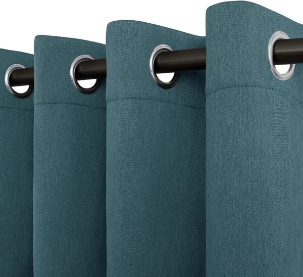 Linen Textured 100% Blackout Curtain 100x96 Inch Extra Wide Patio Sliding Door Curtain Solid Thermal Insulated Room Curtain for Bedroom, Living Room (1 Panel, White)