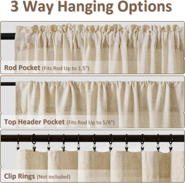 Linen Curtains 108 Inch Length for Living Room Bedroom 2 Panels Set Rod Pocket Light Filtering Semi Sheer Window Curtains 40 Inch Width Boho Farmhouse Linen Drapes Flax Beige Linen, W40xL108