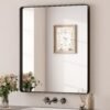 81ps8HpHhfL._AC_SL1500.jpg Black Metal Framed Bathroom Mirrors for Wall, 20 x 30 Inch Rounded Rectangle Bathroom Vanity Mirror, Matte Black Farmhouse Mirror with Seamless Frame, HD Tempered Glass(Horizontal/Vertical)