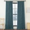 Faux Linen Curtains 90 inches Long for Doorway, Pinch Pleated Thick Room Darkening Window Treatments Noise Reducing Privacy for Living Room/Bedroom, Natural, W34 x L90, 2 Panels