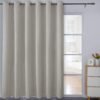 Linen Textured 100% Blackout Curtain 100x96 Inch Extra Wide Patio Sliding Door Curtain Solid Thermal Insulated Room Curtain for Bedroom, Living Room (1 Panel, White)