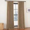 Faux Linen Curtains 90 inches Long for Doorway, Pinch Pleated Thick Room Darkening Window Treatments Noise Reducing Privacy for Living Room/Bedroom, Natural, W34 x L90, 2 Panels